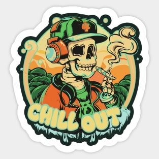 Skull Beats: Old-School Hip-Hop Vibes Sticker